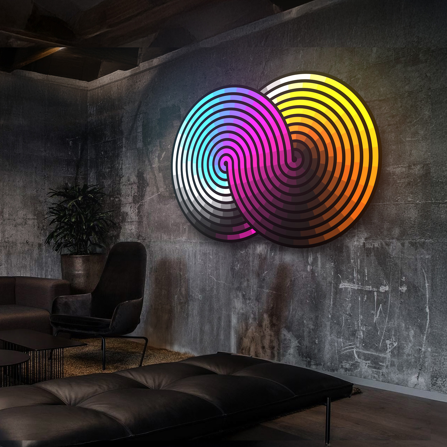 Proyección mapeada sobre Infinity en sala de estar