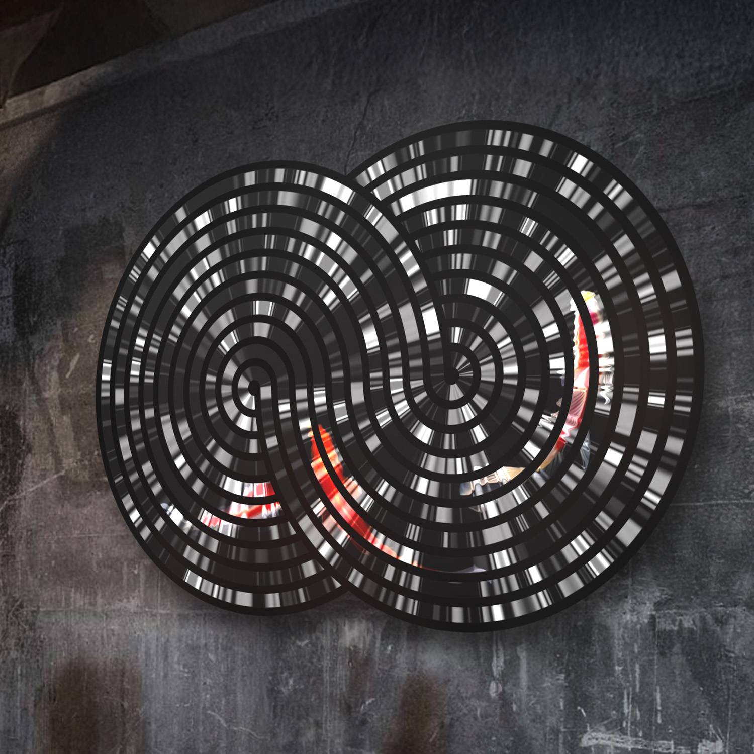 Proyección mapeada sobre Infinity, visuales blancas con detalle rojo