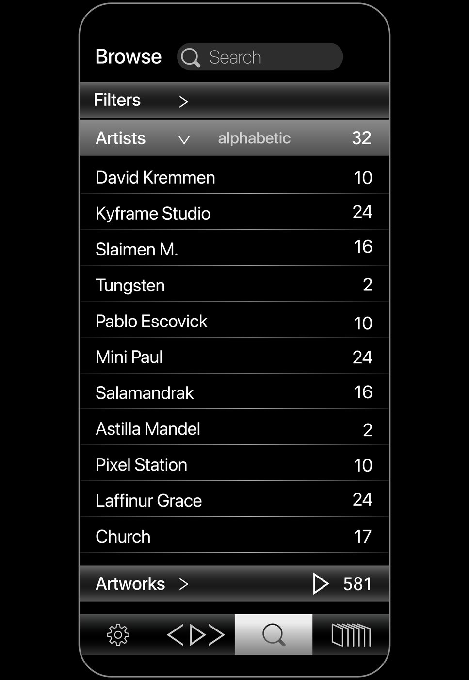 Light Mirage — pantalla Artists