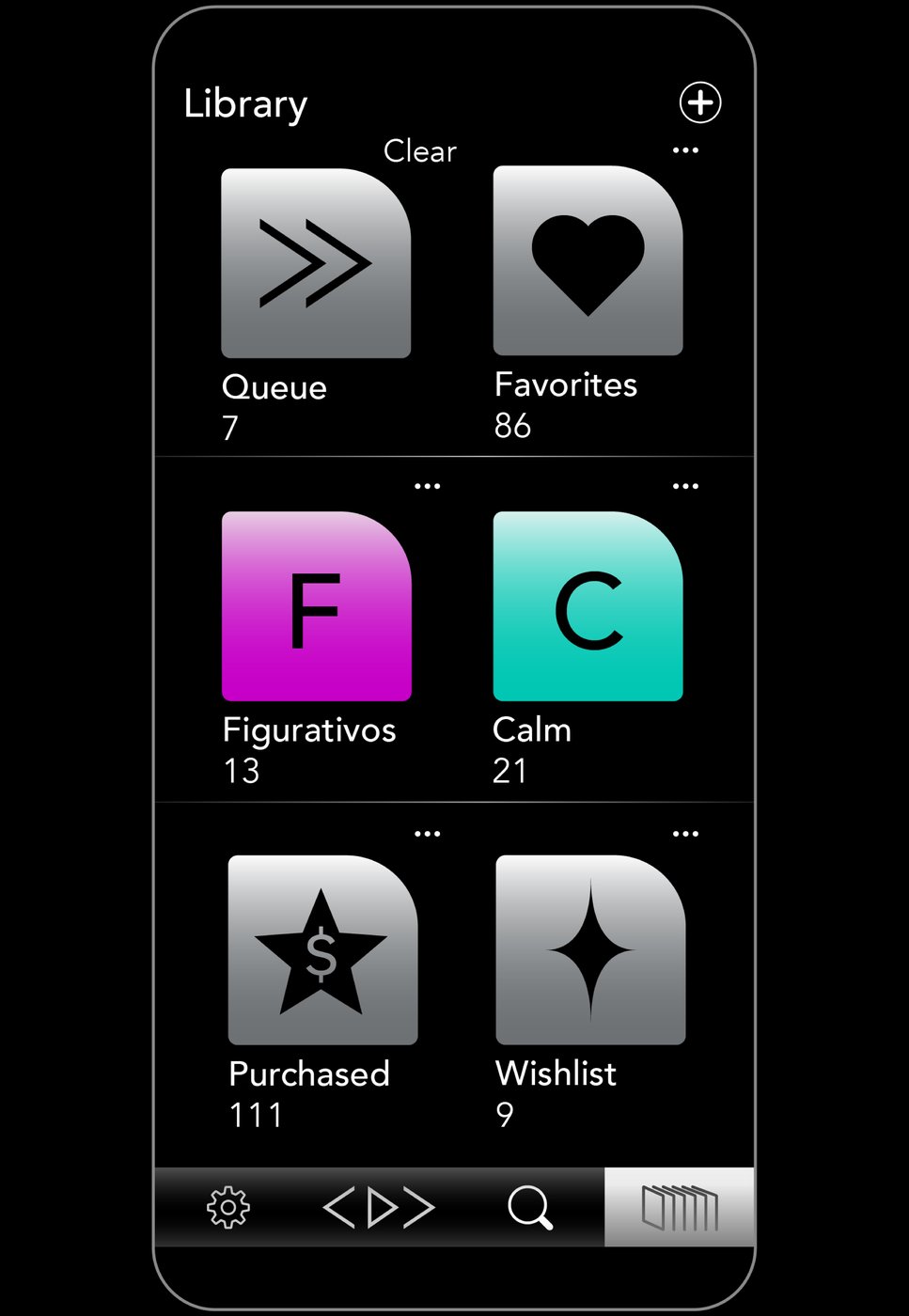 Light Mirage — pantalla Library